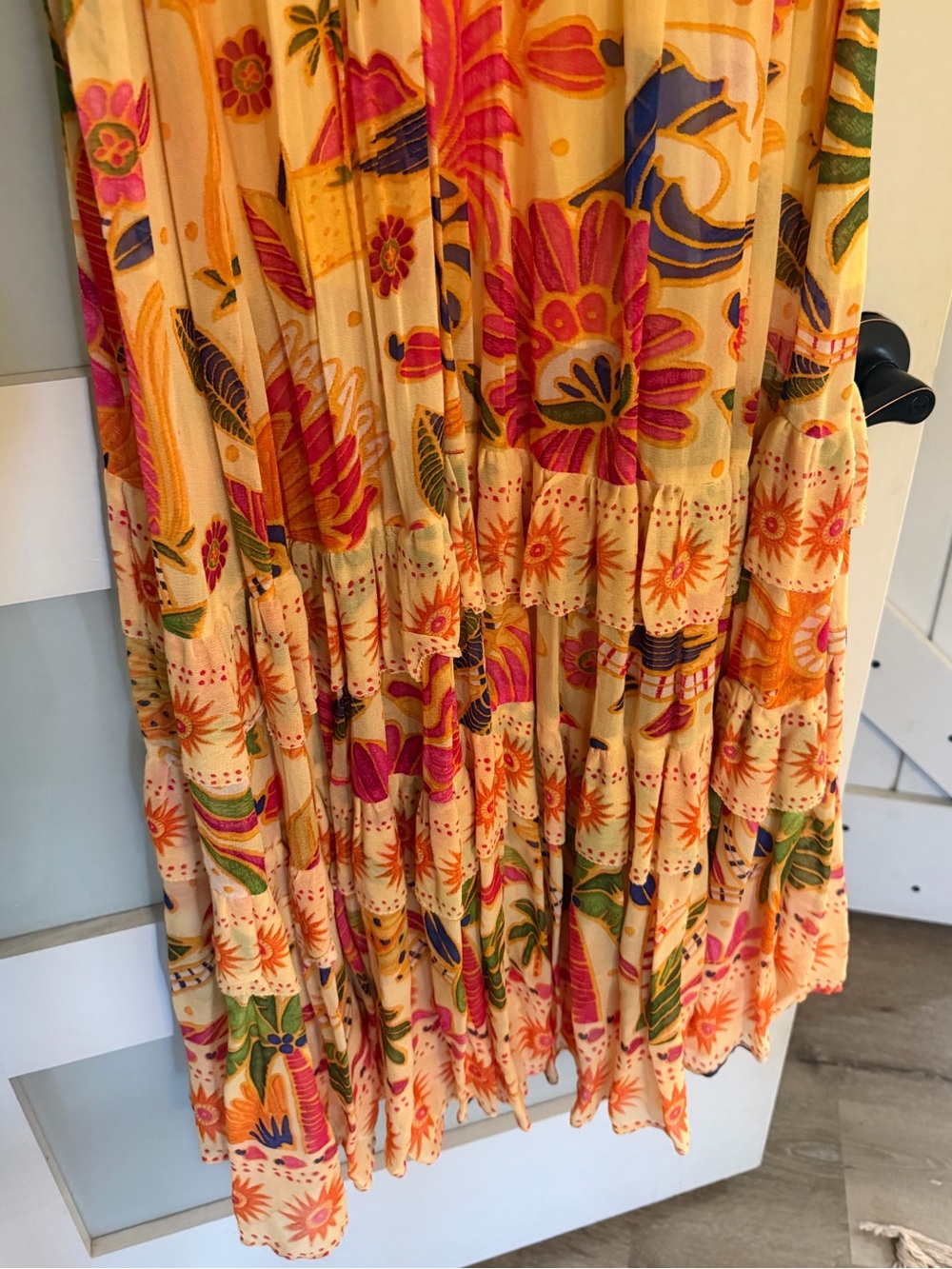 Farm Rio Yellow Rio Tapestry Tropical Maxi Dress Small NWT - Picture 4 of 5